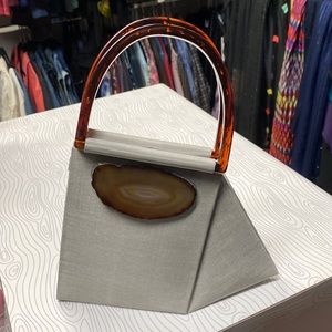 Vintage, unusual handbag w/amber gemstone